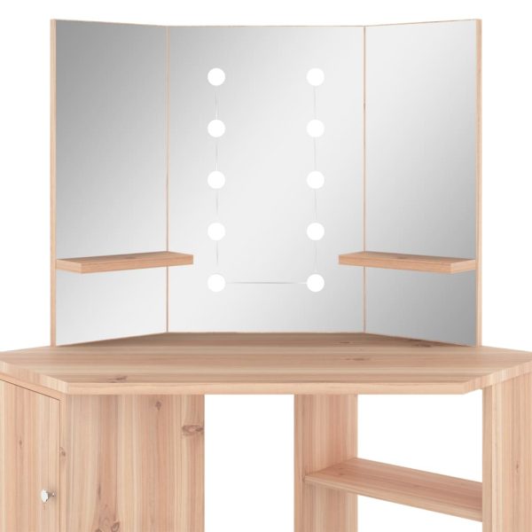 Toucador de canto com LED 111x54x141,5 cm carvalho - Image 7