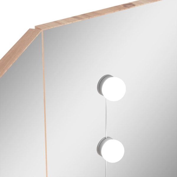 Toucador de canto com LED 111x54x141,5 cm carvalho - Image 10