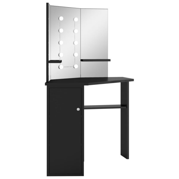 Toucador de canto com LED 111x54x141,5 cm preto - Image 3
