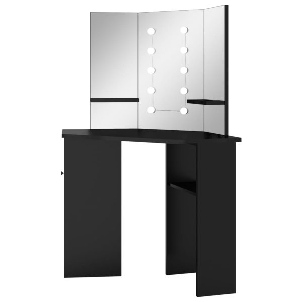 Toucador de canto com LED 111x54x141,5 cm preto - Image 4