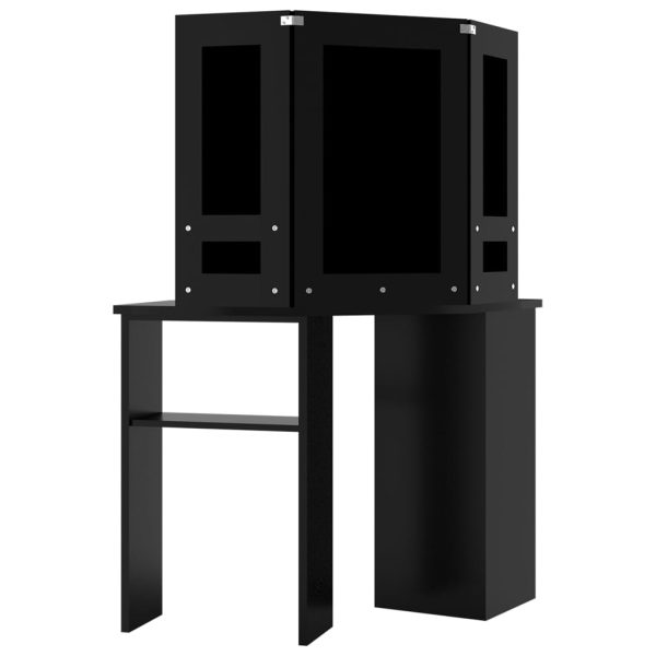 Toucador de canto com LED 111x54x141,5 cm preto - Image 5