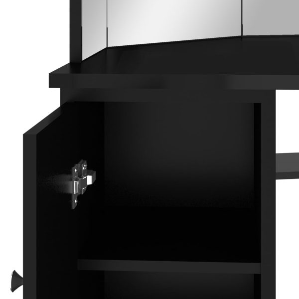 Toucador de canto com LED 111x54x141,5 cm preto - Image 8
