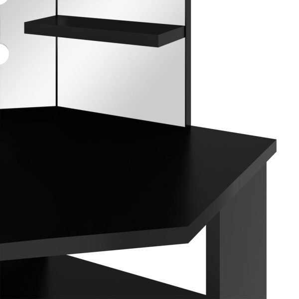 Toucador de canto com LED 111x54x141,5 cm preto - Image 9