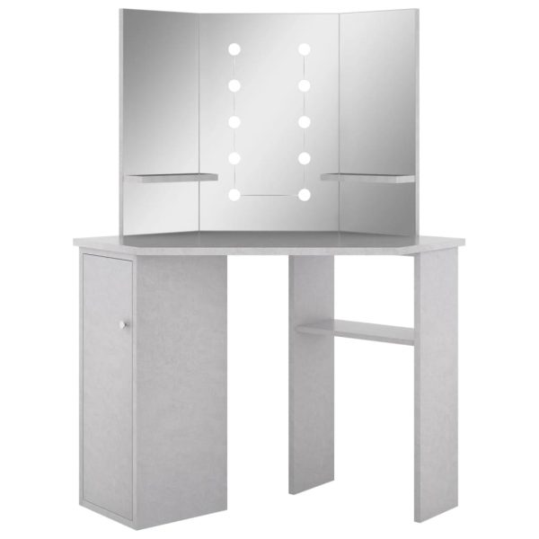Toucador de canto com LED 111x54x141,5 cm cinzento cimento - Image 2