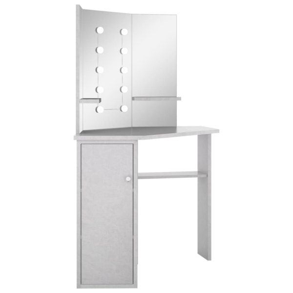 Toucador de canto com LED 111x54x141,5 cm cinzento cimento - Image 3