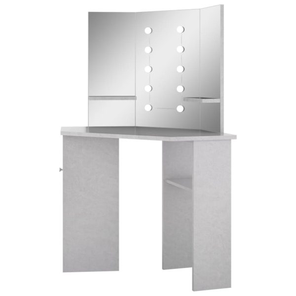 Toucador de canto com LED 111x54x141,5 cm cinzento cimento - Image 4