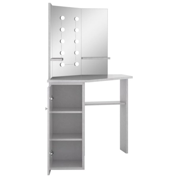 Toucador de canto com LED 111x54x141,5 cm cinzento cimento - Image 6
