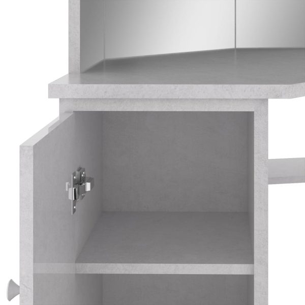 Toucador de canto com LED 111x54x141,5 cm cinzento cimento - Image 8