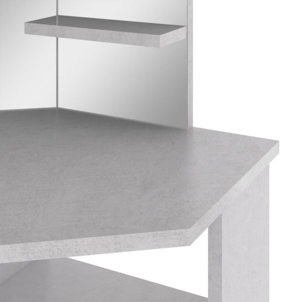 Toucador de canto com LED 111x54x141,5 cm cinzento cimento - Image 9