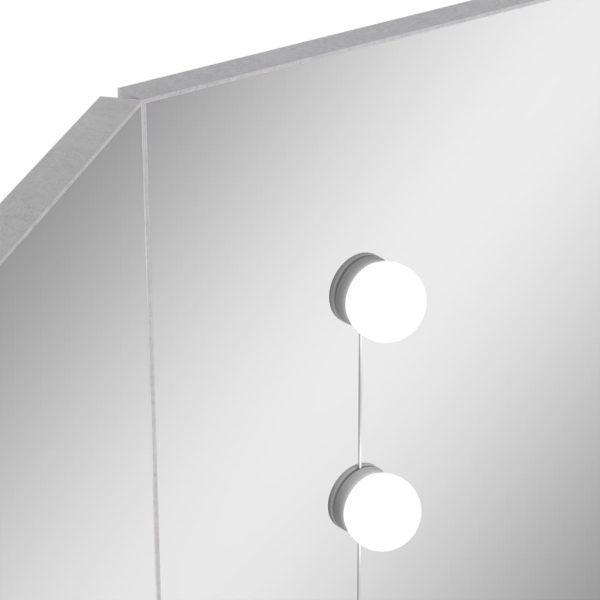 Toucador de canto com LED 111x54x141,5 cm cinzento cimento - Image 10