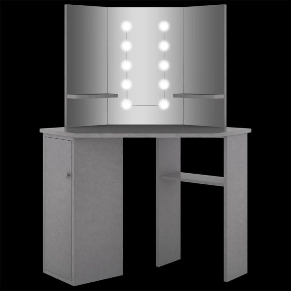 Toucador de canto com LED 111x54x141,5 cm cinzento cimento - Image 11