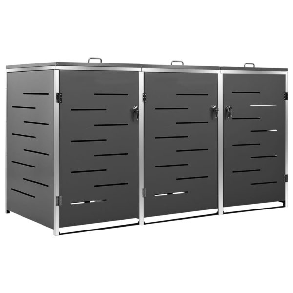 Abrigo triplo para caixotes do lixo 207x77,5x112,5 cm aço inox - Image 2