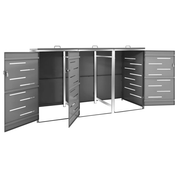 Abrigo triplo para caixotes do lixo 207x77,5x112,5 cm aço inox - Image 4
