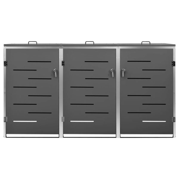 Abrigo triplo para caixotes do lixo 207x77,5x112,5 cm aço inox - Image 5
