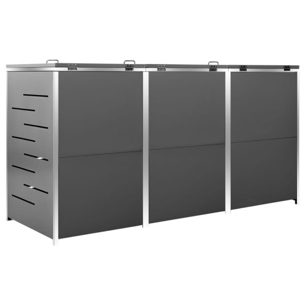 Abrigo triplo para caixotes do lixo 207x77,5x112,5 cm aço inox - Image 7