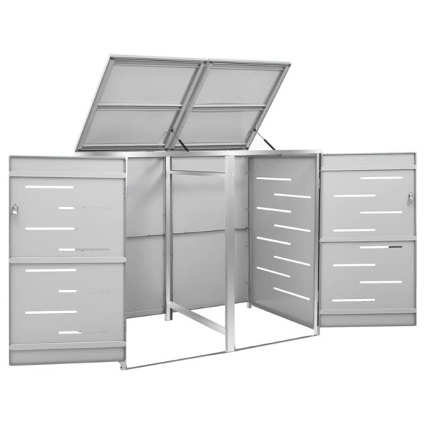 Abrigo duplo para caixote do lixo 138x77,5x112,5 cm aço inox - Image 7