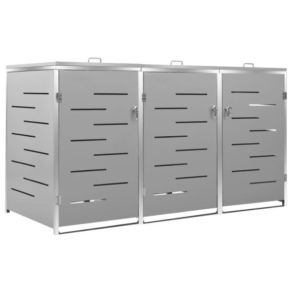 Abrigo triplo para caixotes do lixo 207x77,5x112,5 cm aço inox - Image 2