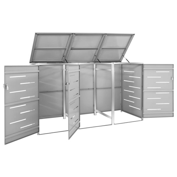 Abrigo triplo para caixotes do lixo 207x77,5x112,5 cm aço inox - Image 3
