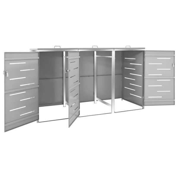 Abrigo triplo para caixotes do lixo 207x77,5x112,5 cm aço inox - Image 4