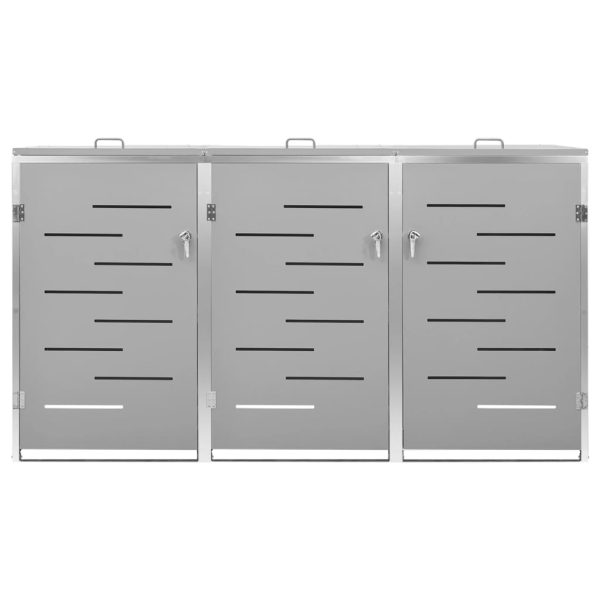 Abrigo triplo para caixotes do lixo 207x77,5x112,5 cm aço inox - Image 5