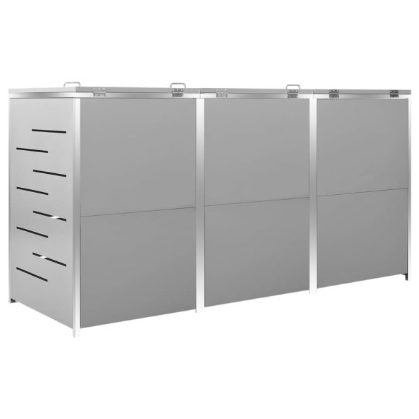 Abrigo triplo para caixotes do lixo 207x77,5x112,5 cm aço inox - Image 7