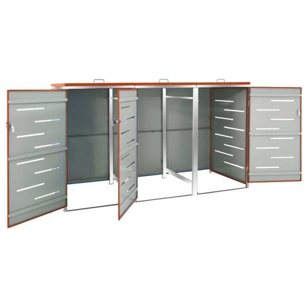 Abrigo triplo para caixotes do lixo 207x77,5x112,5 cm aço inox - Image 4