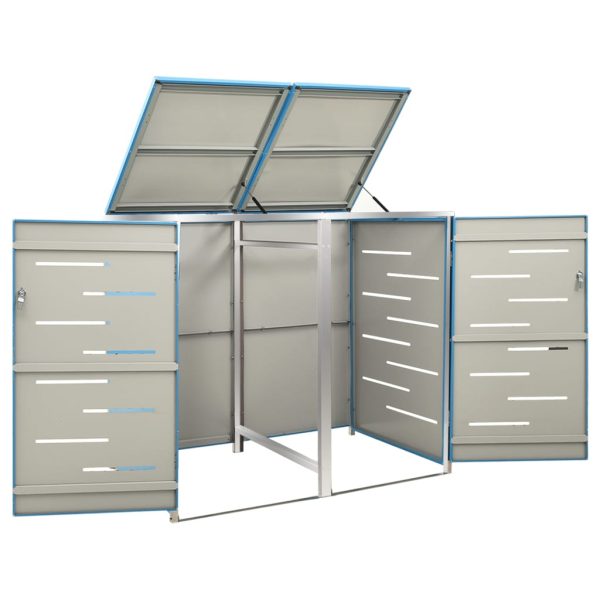 Abrigo duplo para caixote do lixo 138x77,5x112,5 cm aço inox - Image 4