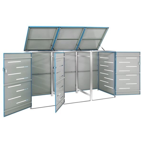 Abrigo triplo para caixotes do lixo 207x77,5x112,5 cm aço inox - Image 3
