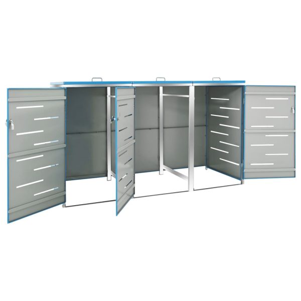Abrigo triplo para caixotes do lixo 207x77,5x112,5 cm aço inox - Image 4