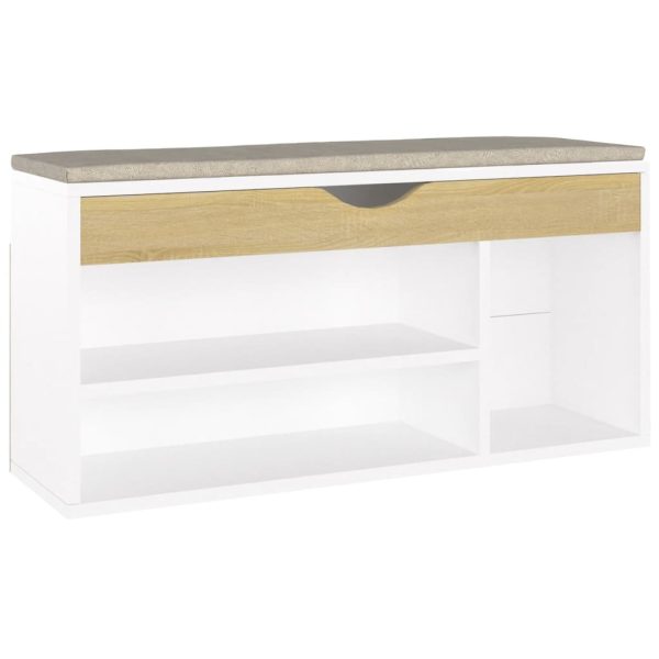 Banco sapateira + almofadão 104x30x49 cm contrap. branco/sonoma - Image 2