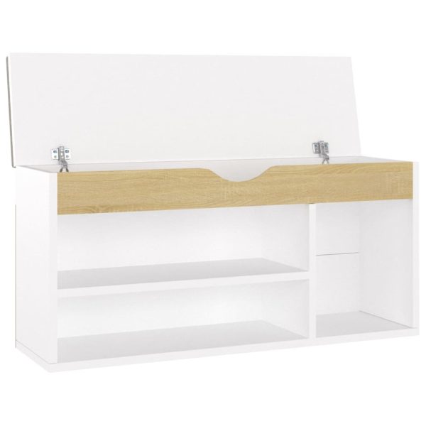 Banco sapateira + almofadão 104x30x49 cm contrap. branco/sonoma - Image 4