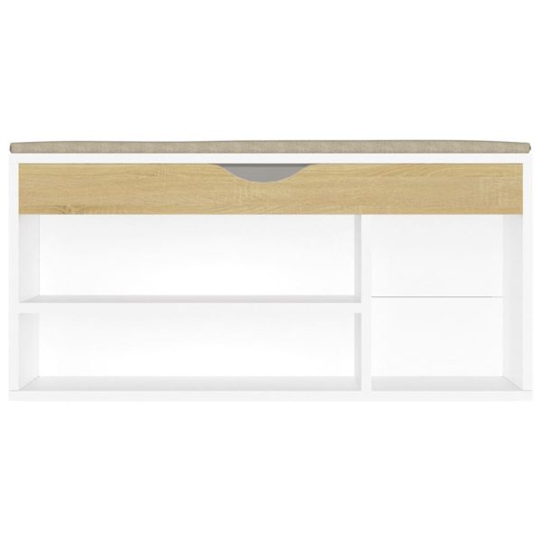 Banco sapateira + almofadão 104x30x49 cm contrap. branco/sonoma - Image 5