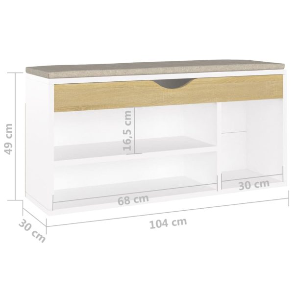 Banco sapateira + almofadão 104x30x49 cm contrap. branco/sonoma - Image 8