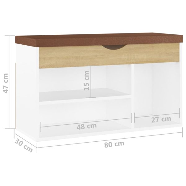 Banco sapateira + almofadão 80x30x47cm contrap. branco/sonoma - Image 8