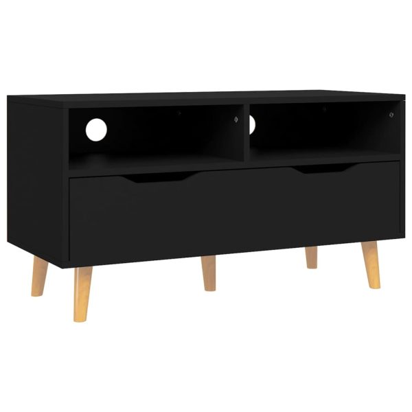 Móvel de TV 90x40x48,5 cm contraplacado preto - Image 2