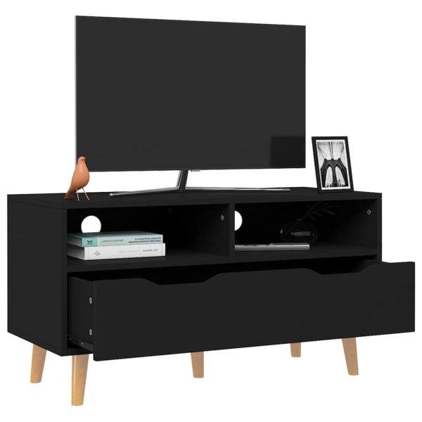 Móvel de TV 90x40x48,5 cm contraplacado preto - Image 3