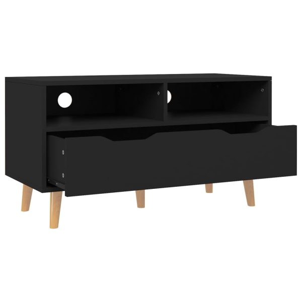 Móvel de TV 90x40x48,5 cm contraplacado preto - Image 4