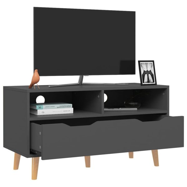 Móvel de TV 90x40x48,5 cm contraplacado cinzento - Image 3