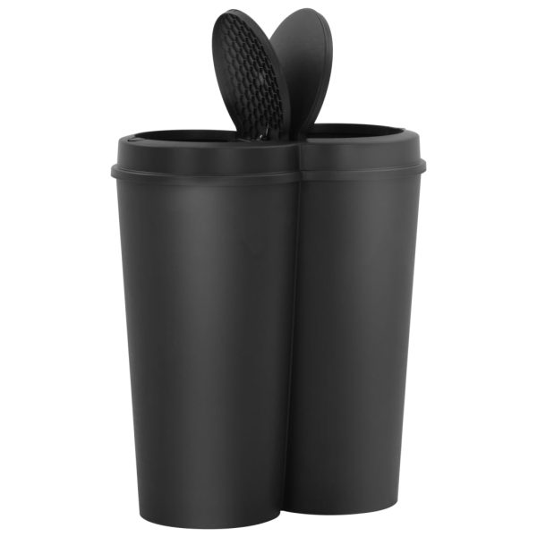 Caixote de lixo duplo 50 L preto - Image 2