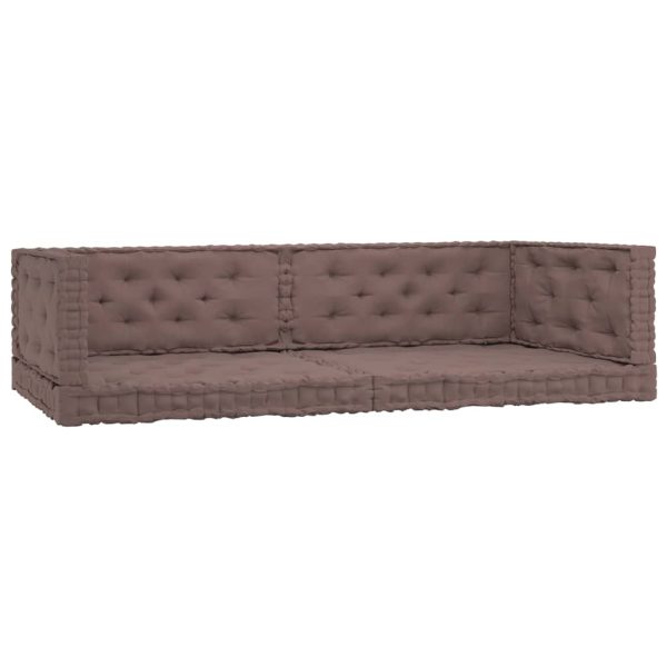 Almofadões p/ sofá de paletes 6pcs algodão cinzento-acastanhado