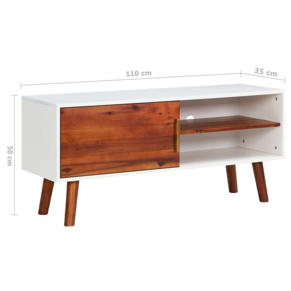 Móvel de TV 110x35x50 cm madeira de acácia maciça e MDF - Image 7