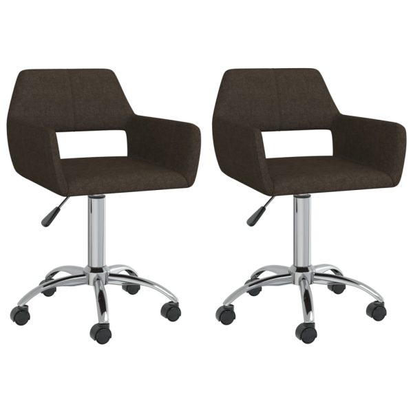 Cadeiras de jantar giratórias 2 pcs tecido castanho-escuro