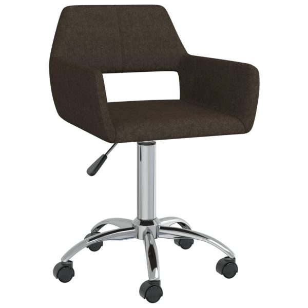 Cadeiras de jantar giratórias 2 pcs tecido castanho-escuro - Image 2