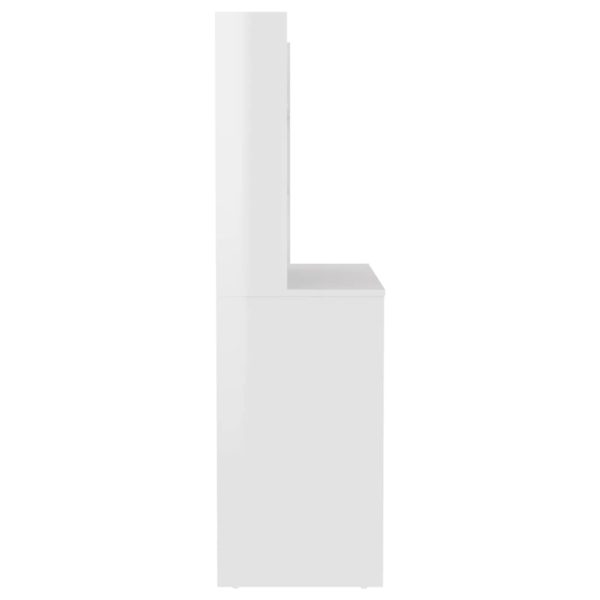 Mesa de maquilhagem c/ LEDs 100x40x135 cm MDF branco brilhante - Image 4