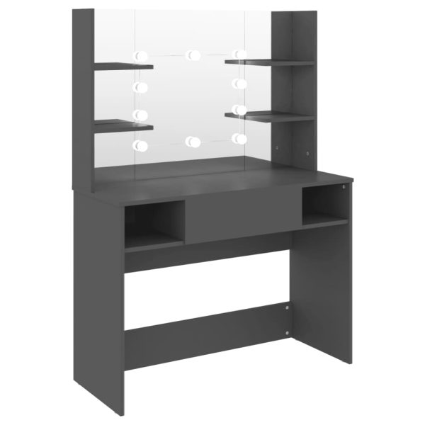 Mesa de maquilhagem c/ luzes LED 100x40x135 cm MDF cinzento - Image 2