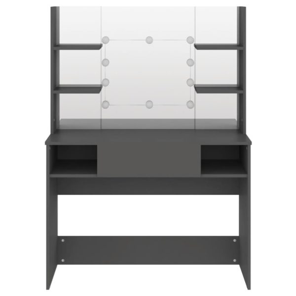 Mesa de maquilhagem c/ luzes LED 100x40x135 cm MDF cinzento - Image 3