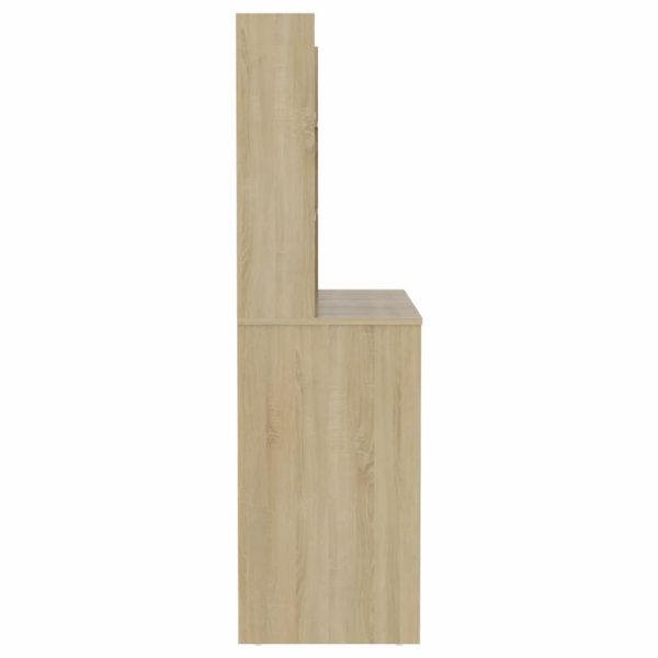 Mesa de maquilhagem c/ luzes LED 100x40x135 cm MDF cor carvalho - Image 4