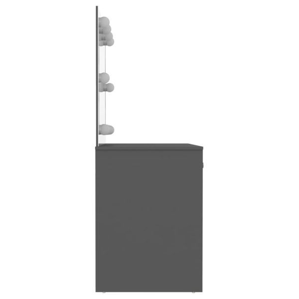 Mesa de maquilhagem c/ LEDs 110x55x145 cm MDF cinzento - Image 4