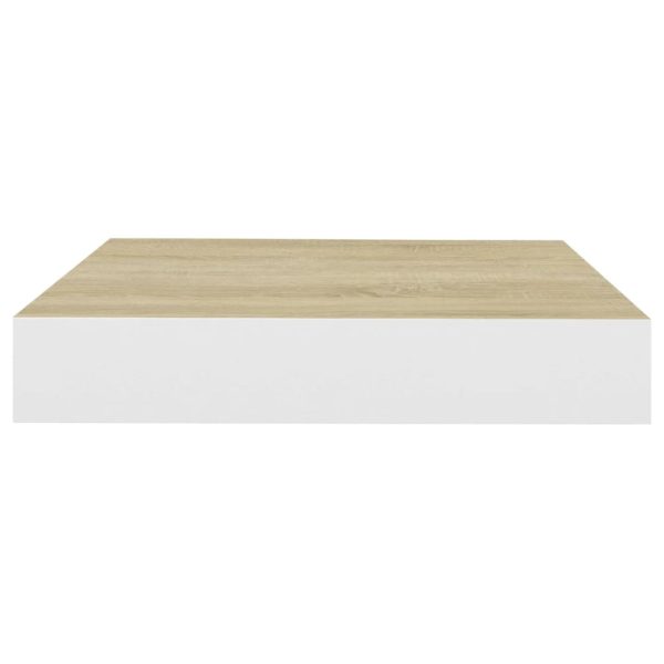 Prateleira parede suspensa 23x23,5x3,8 cm MDF carvalho e branco - Image 4