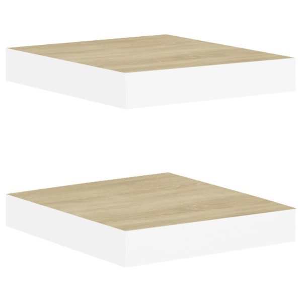 Prateleiras de parede 2 pcs 23x23,5x3,8cm MDF carvalho e branco - Image 2